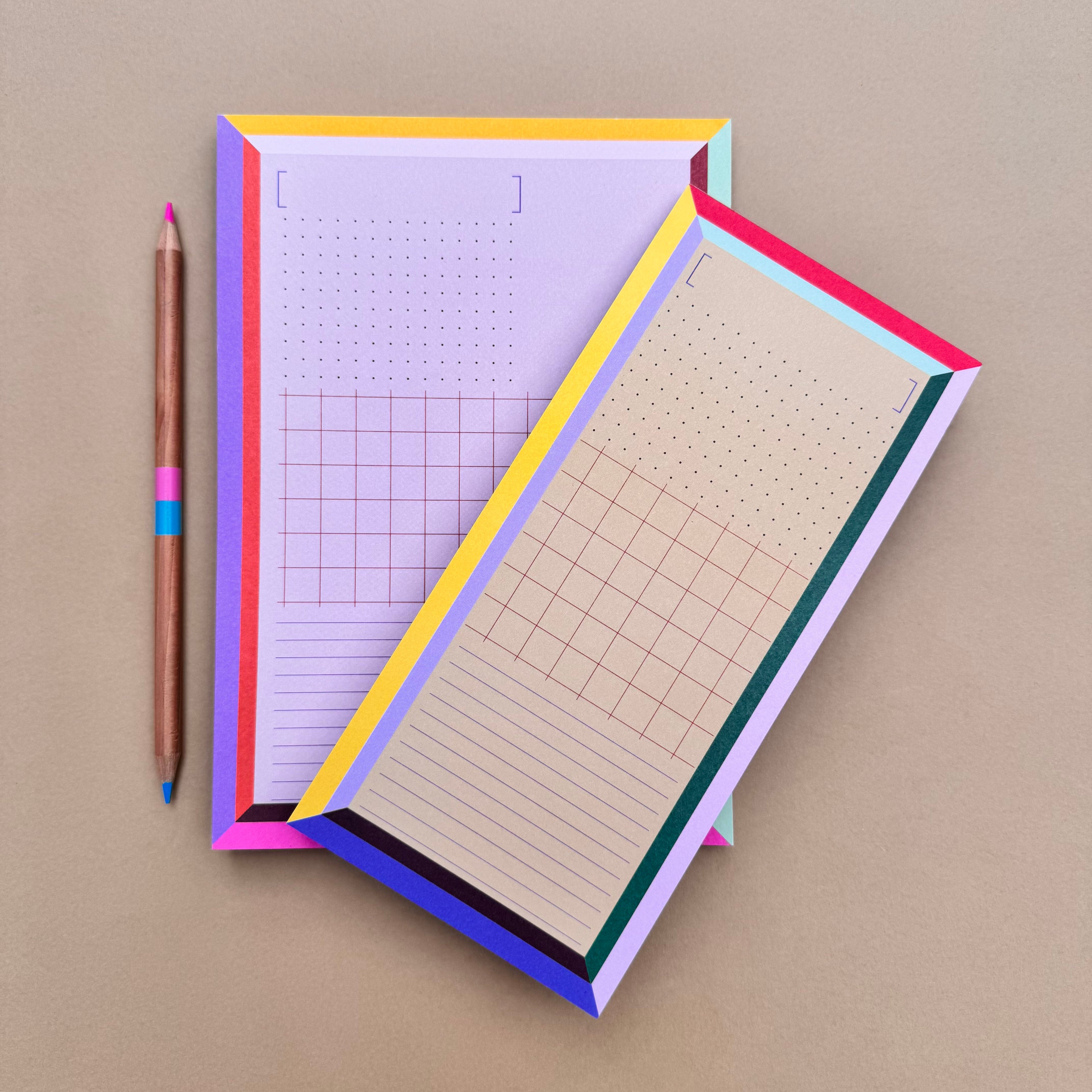 Frame A5 Notepad with matching DL To Do List and coloured pencil
