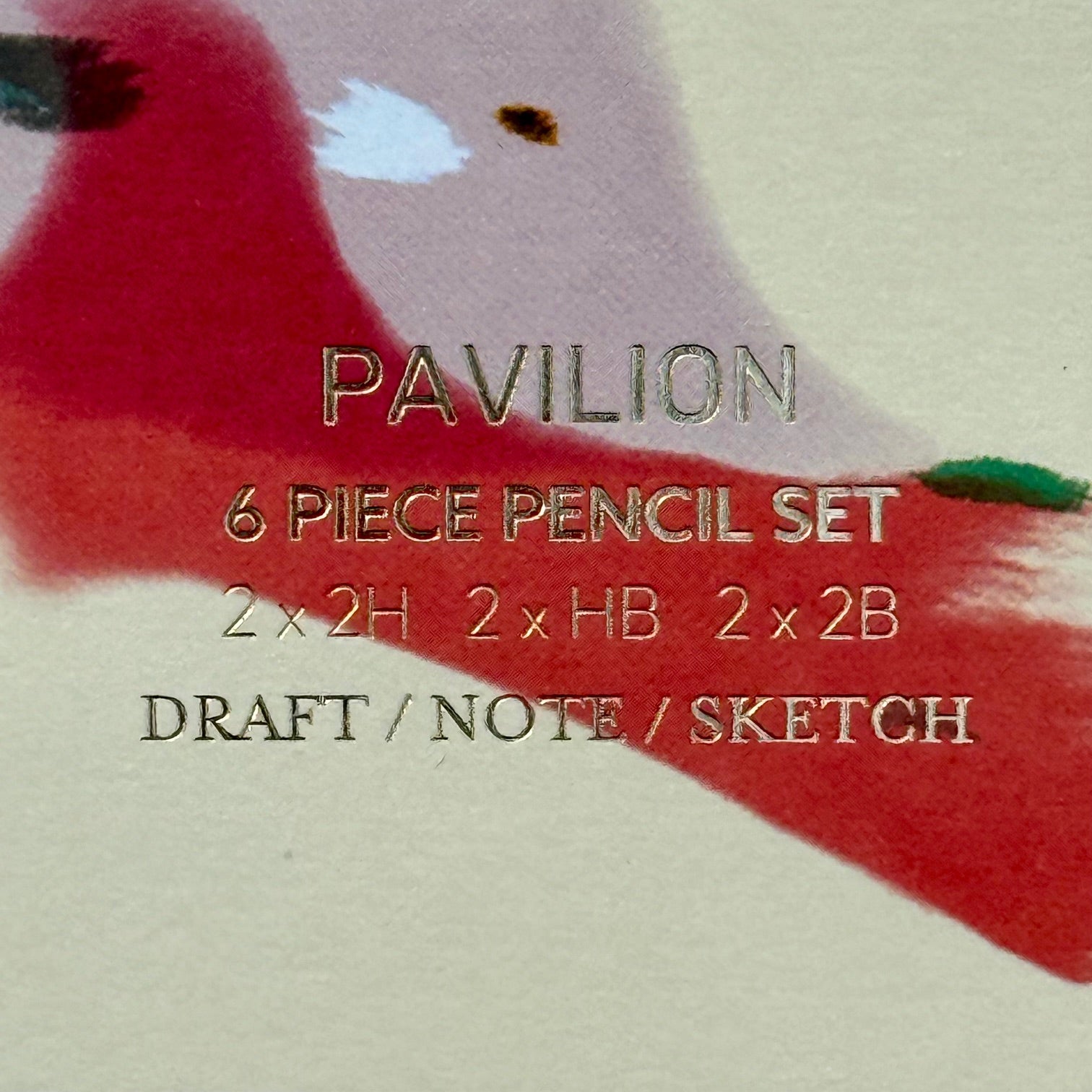 Close-up of Galaxy pencil set showing 2H HB and 2B grades