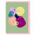 Graphic Expression 04 greeting card featuring abstract painterly colour blooms with the message "You Colour My World", shown with a pale pink envelope.
