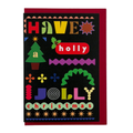 Have A Holly Jolly Christmas card by PAVILION with colourful graphic lettering, festive motifs and red envelope
