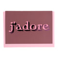 Mauve J’adore card with pink lettering and metallic pink foil detail, shown with a pink envelope.