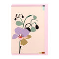 Greeting card featuring an illustrated soft bloom with buds on a pale pink background with a pink envelope.