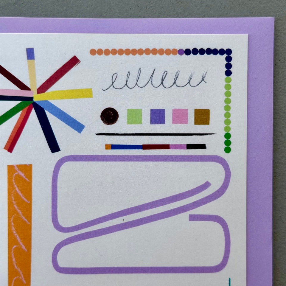 Close-up of the Studies in Colour No. 1 design highlighting the geometric shapes, graphic lines and contemporary colour palette.
