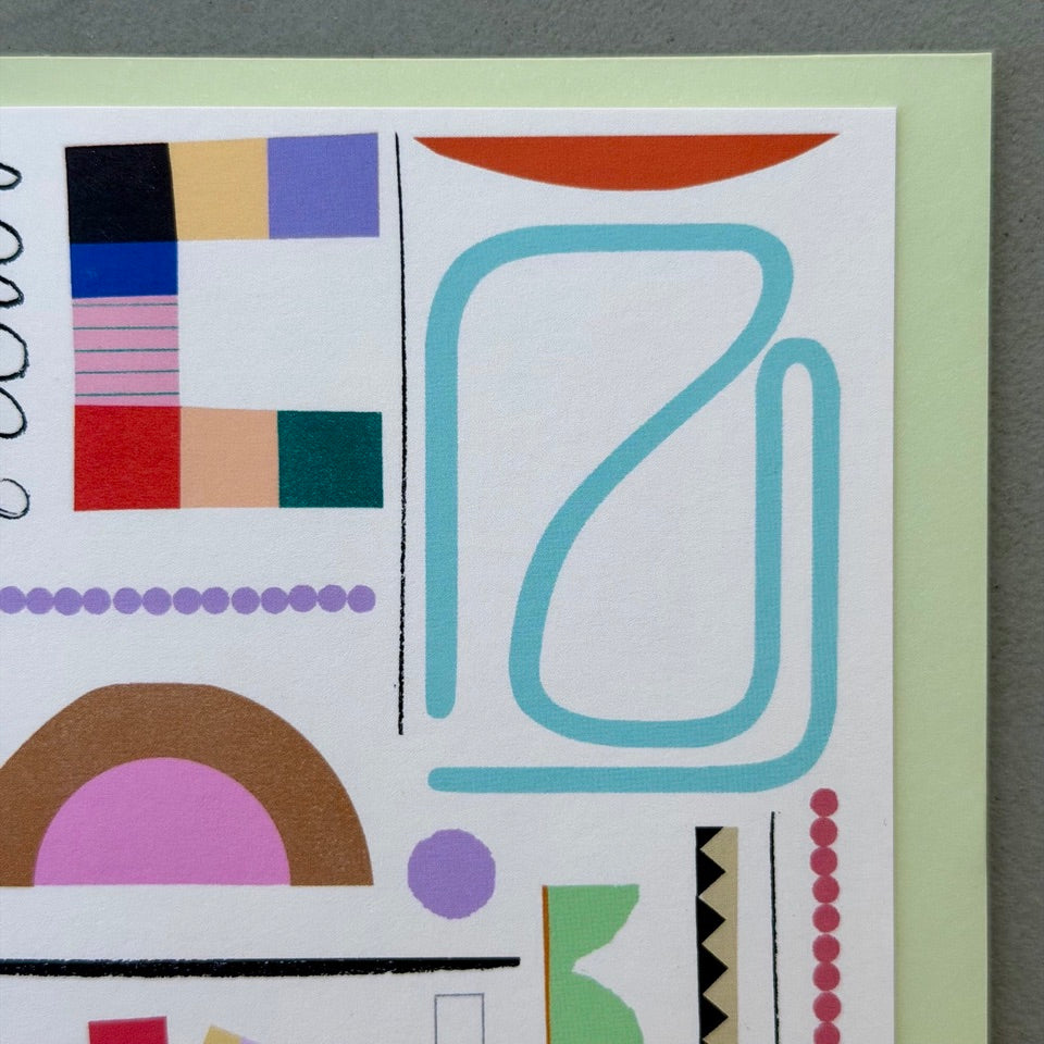 Close-up of the Studies in Colour No. 2 design highlighting the bold geometric composition, graphic lines and soft colour palette.