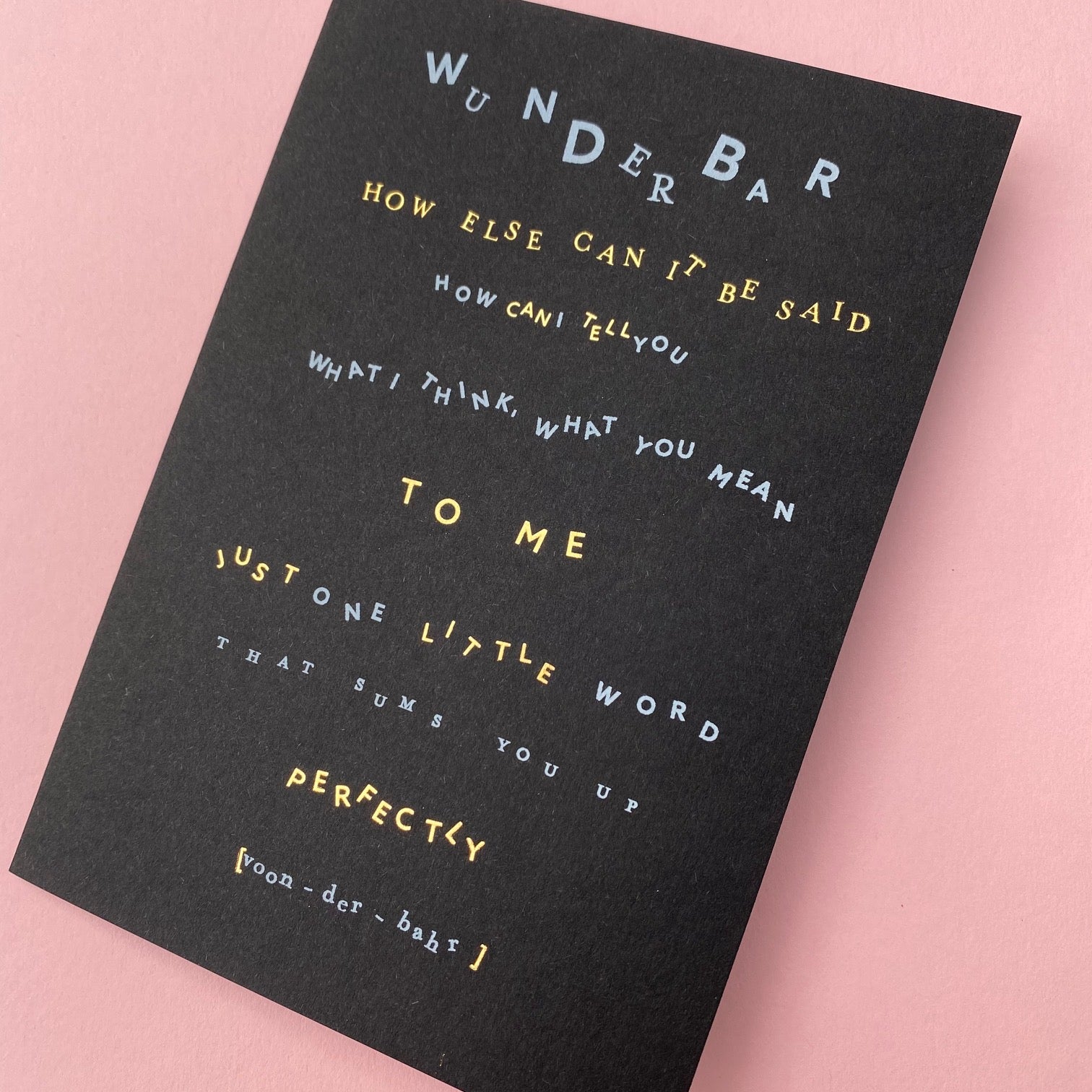 Close-up of the Wunderbar typography and gold foil details