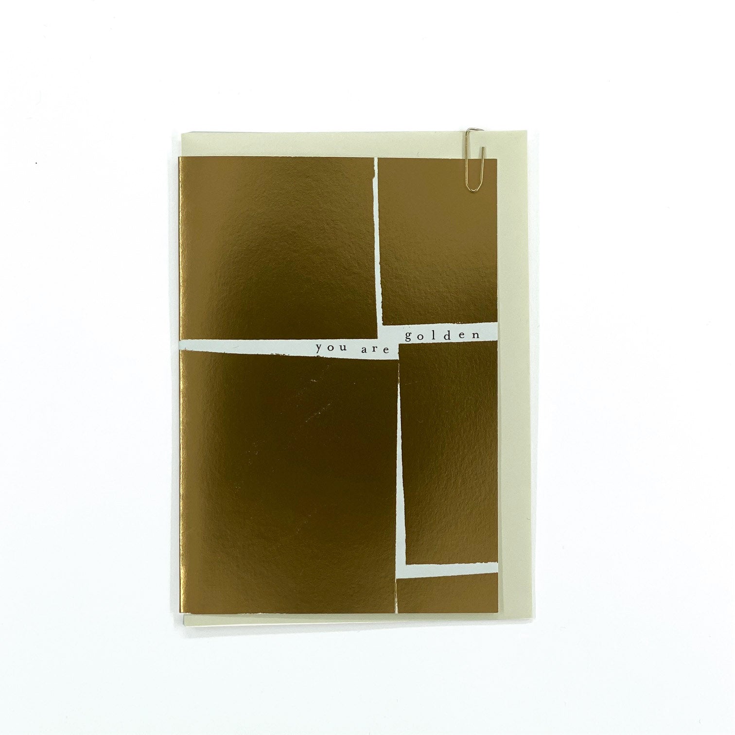 You Are Golden greeting card with geometric gold foil panels on a white background